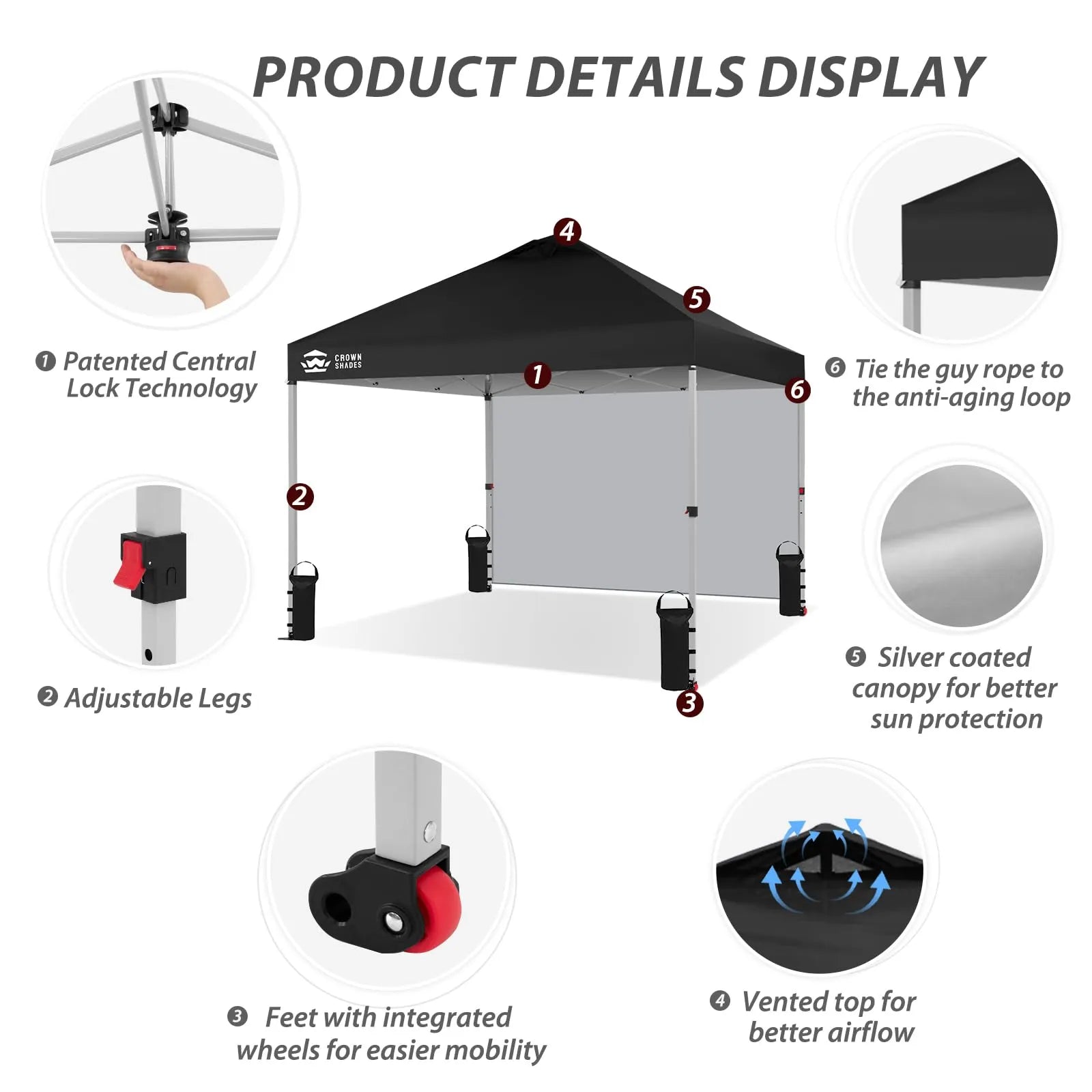 3m x 3m Pop Up Gazebo with Sidewall – One Push Waterproof Canopy