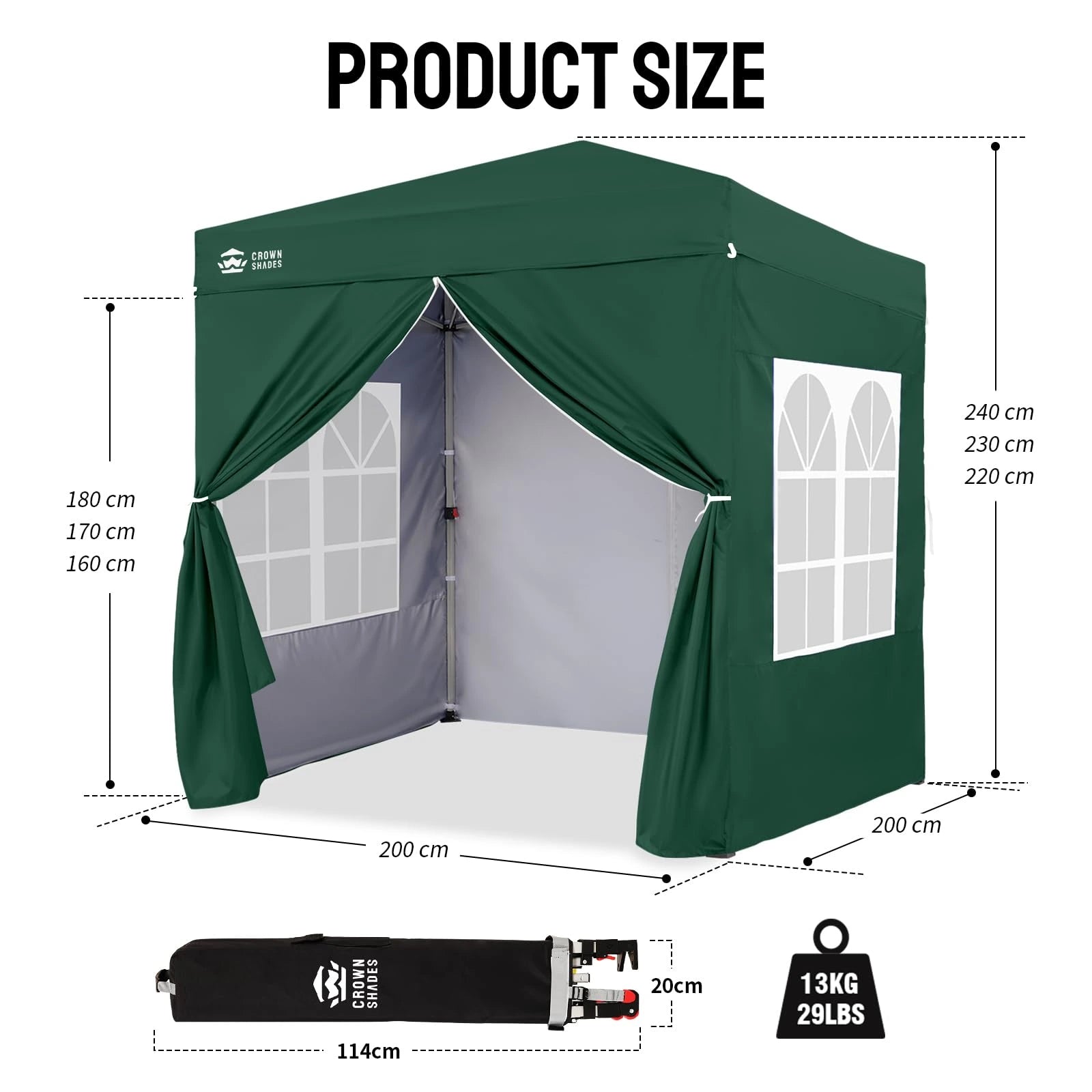 Heavy-Duty Pop-Up Canopy Shelter – 2m x 2m with Side Panels